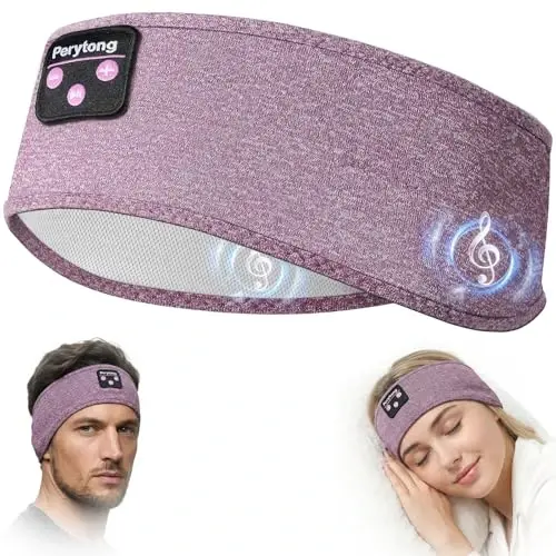 Perytong Sleep Headphones Bluetooth Headband, Headband Headphones for Sleeping, Running, Yoga, Fitness, Travel, Meditation, Suitable for Side Sleepers, Gift for Men Women, Tech Gadgets 