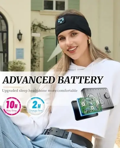 Perytong Sleep Headphones Bluetooth Headband simsiz naushniklar yonboshlab uxlaydiganlar uchun - Uyqu uchun naushniklar - Uyqusizlik Nuit Sayohat uchun uyqu bandaji, Ayollar Erkaklar Ona Ota uchun sovg'a - 6