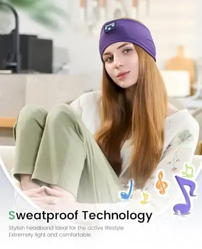 Perytong Sleep Headphones Bluetooth Headband - Yoga, Unisex, with Immersive Stereo Sound, 10 Hours Battery, Comfy Headband Material - 4