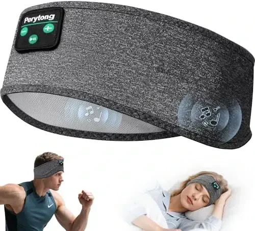 Perytong Sleep Headphones, Bluetooth Sports Headband Headphones with Ultra-Thin HD Stereo Speakers Perfect for Sleeping,Workout,Jogging,Yoga,Insomnia, Air Travel, Meditation - PERYTONG