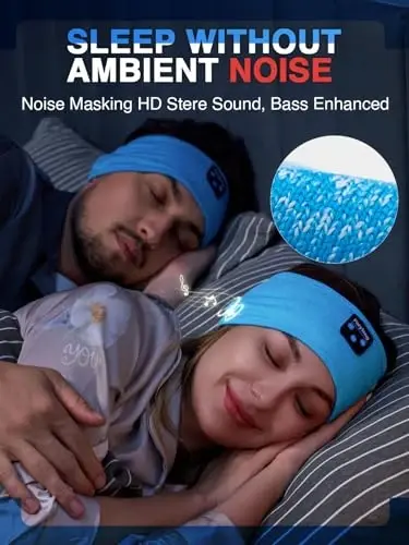 Perytong Sleep Headphones Wireless, Bluetooth Sports Headband Headphones with Ultra-Thin HD Stereo Speakers Perfect for Sleeping,Workout,Jogging,Yoga,Insomnia, Air Travel, Meditation (Azure) - 2