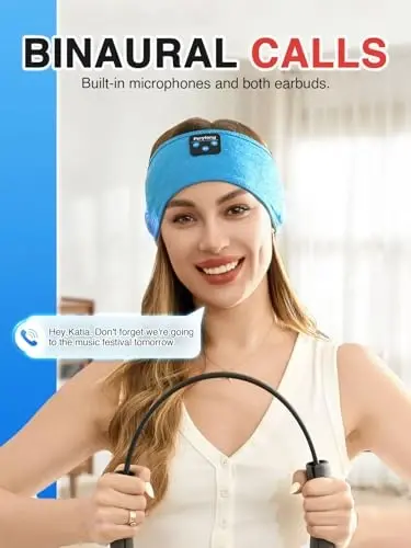 Perytong Sleep Headphones Wireless, Bluetooth Sports Headband Headphones with Ultra-Thin HD Stereo Speakers Perfect for Sleeping,Workout,Jogging,Yoga,Insomnia, Air Travel, Meditation (Azure) - 3