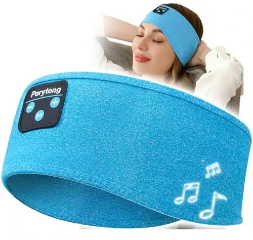 Perytong Sleep Headphones Wireless, Bluetooth Sports Headband Headphones with Ultra-Thin HD Stereo Speakers Perfect for Sleeping,Workout,Jogging,Yoga,Insomnia, Air Travel, Meditation (Azure) - PERYTONG