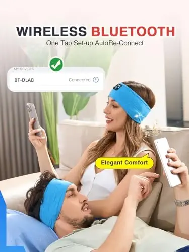 Perytong Sleep Headphones Wireless, Bluetooth Sports Headband Headphones with Ultra-Thin HD Stereo Speakers Perfect for Sleeping,Workout,Jogging,Yoga,Insomnia, Air Travel, Meditation (Azure) - 6