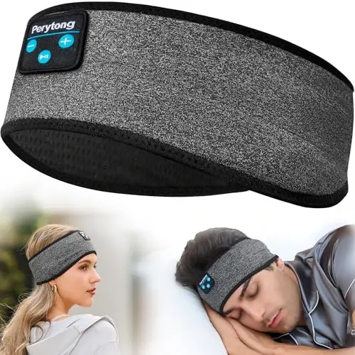 Perytong Sleep Headphones Wireless, Bluetooth Sports Headband Headphones with Ultra-Thin HD Stereo Speakers Perfect for Sleeping,Workout,Jogging,Yoga,Insomnia, Air Travel, Meditation (BlackGrey) 