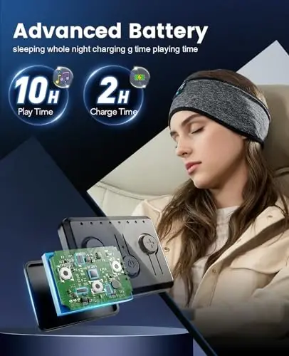 Perytong Sleep Headphones Wireless, Bluetooth Sports Headband Headphones with Ultra-Thin HD Stereo Speakers Perfect for Sleeping,Workout,Jogging,Yoga,Insomnia, Air Travel, Meditation (BlackGrey) - 6