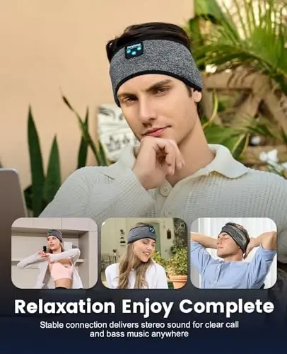 Perytong Sleep Headphones Wireless, Bluetooth Sports Headband Headphones with Ultra-Thin HD Stereo Speakers Perfect for Sleeping,Workout,Jogging,Yoga,Insomnia, Air Travel, Meditation (BlackGrey) - 5