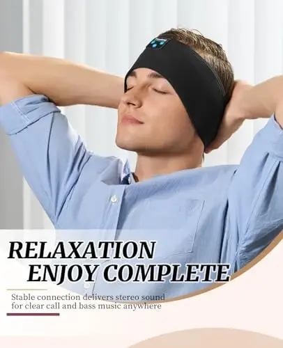 Perytong Sleep Headphones Wireless, Bluetooth Sports Headband Headphones with Ultra-Thin HD Stereo Speakers Perfect for Sleeping,Workout,Jogging,Yoga,Insomnia, Air Travel, Meditation (DeepBlack) - 5