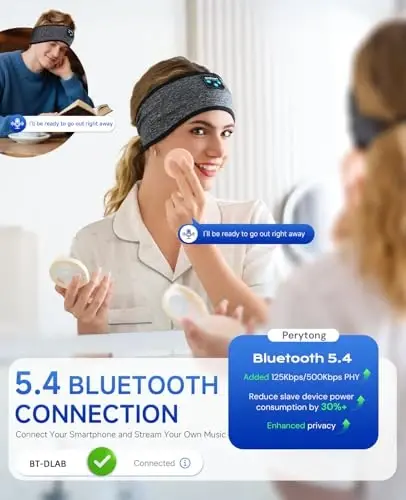 Perytong Sleep Headphones Wireless, Bluetooth Sports Headband Headphones with Ultra-Thin HD Stereo Speakers Perfect for Sleeping,Workout,Jogging,Yoga,Insomnia, Air Travel, Meditation (Tungsten Gray) - 4