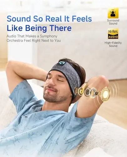 Perytong Sleep Headphones Wireless, Bluetooth Sports Headband Headphones with Ultra-Thin HD Stereo Speakers Perfect for Sleeping,Workout,Jogging,Yoga,Insomnia, Air Travel, Meditation (Tungsten Gray) - 3