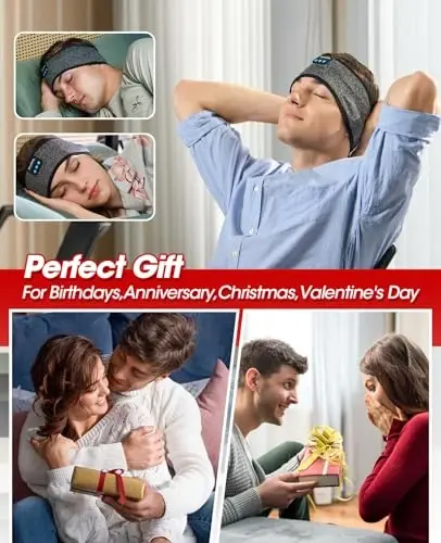 Perytong Sleep Headphones Wireless, Bluetooth Sports Headband Headphones with Ultra-Thin HD Stereo Speakers Perfect for Sleeping,Workout,Jogging,Yoga,Insomnia, Air Travel(Carbon Grayblack) - 3