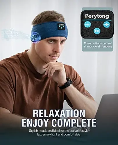 Perytong Sleep Headphones Wireless, Bluetooth Sports Headband Headphones with Ultra-Thin HD Stereo Speakers, Unisex, Perfect for Sleeping,Workout,Jogging,Yoga,Insomnia, Air Travel, Meditation - 5