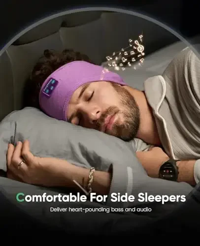 Perytong Sleep Headphones Bluetooth Headband, Sports Wireless Earphones Sleeping Earbuds with Ultra-Thin HD Stereo Speaker Headphones for Sleeping Workout Running Cool Gadgets Unique Gifts - 4