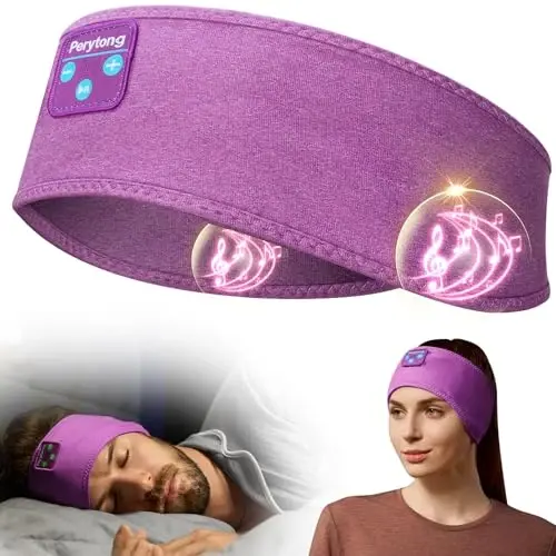 Perytong Sleep Headphones Wireless, Bluetooth Sports Headband Headphones with Ultra-Thin HD Stereo Speakers Perfect for Sleeping,Workout,Jogging,Yoga,Insomnia, Air Travel, Meditation (Violet) 