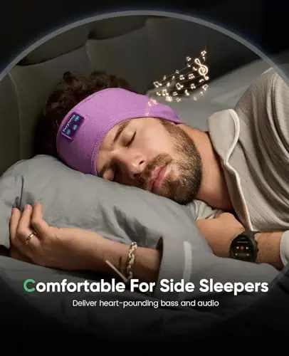 Perytong Sleep Headphones Wireless, Bluetooth Sports Headband Headphones with Ultra-Thin HD Stereo Speakers Perfect for Sleeping,Workout,Jogging,Yoga,Insomnia, Air Travel, Meditation (Violet) - 4