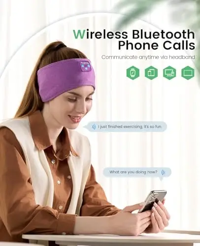 Perytong Sleep Headphones Bluetooth Headband, Sports Wireless Earphones Sleeping Earbuds with Ultra-Thin HD Stereo Speaker Headphones for Sleeping Workout Running Cool Gadgets Unique Gifts - 2