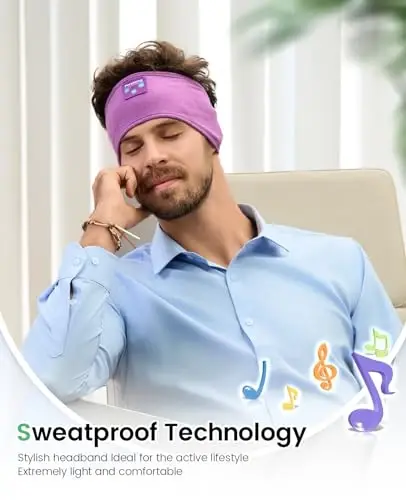 Perytong Sleep Headphones Bluetooth Headband, Sports Wireless Earphones Sleeping Earbuds with Ultra-Thin HD Stereo Speaker Headphones for Sleeping Workout Running Cool Gadgets Unique Gifts - 3