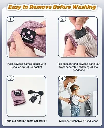 Perytong Sleep Headphones Bluetooth 5.4 Headband, Wireless Headband Headphones for Sleeping, Running, Yoga, Fitness, Travel, Meditation, Suitable for Side Sleepers, Gift for Men Women, Tech Gadgets - 6