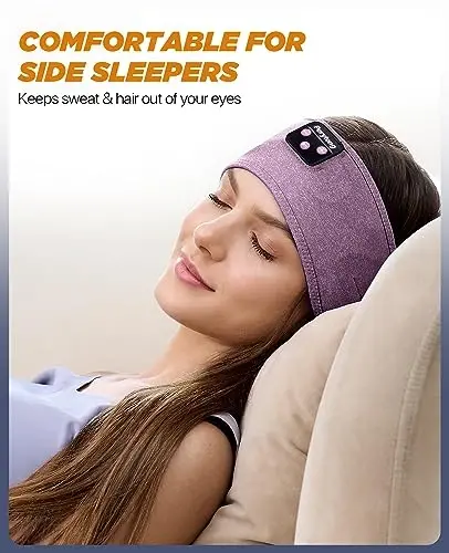 Perytong Sleep Headphones Bluetooth Headband, Headband Headphones for Sleeping, Running, Yoga, Fitness, Travel, Meditation, Suitable for Side Sleepers, Gift for Men Women, Tech Gadgets - 4