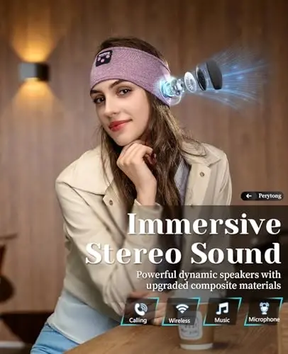 Perytong Sleep Headphones Wireless, Bluetooth Sports Headband Headphones with Ultra-Thin HD Stereo Speakers Perfect for Sleeping,Workout,Jogging,Yoga,Insomnia, Air Travel, Meditation (Purple) - 3