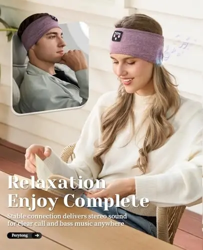 Perytong Sleep Headphones, Bluetooth Sports Headband Headphones with Ultra-Thin HD Stereo Speakers Perfect for Sleeping,Workout,Jogging,Yoga,Insomnia, Air Travel, Meditation for Unisex - 5
