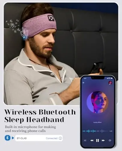 Perytong Sleep Headphones, Bluetooth Sports Headband Headphones with Ultra-Thin HD Stereo Speakers Perfect for Sleeping,Workout,Jogging,Yoga,Insomnia, Air Travel, Meditation for Unisex - 6