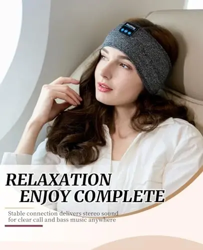 Perytong Sleep Headphones Wireless, Bluetooth Sports Headband Headphones with Ultra-Thin HD Stereo Speakers Perfect for Sleeping,Workout,Jogging,Yoga,Insomnia, Air Travel, Meditation (Grey) - 4
