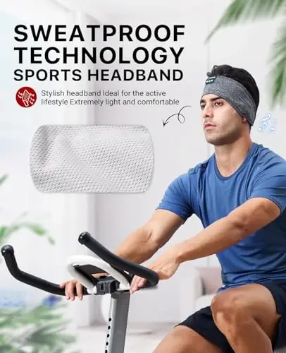 Perytong Sleep Headphones Wireless, Bluetooth Sports Headband Headphones with Ultra-Thin HD Stereo Speakers Perfect for Sleeping,Workout,Jogging,Yoga,Insomnia, Air Travel, Meditation (Grey) - 3