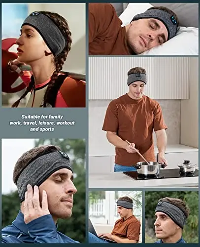 Perytong Sleep Headphones, Wireless Headphones Bluetooth Headband, Sleeping Earphones for Side Sleeper, Elastic Music Sleep Headband, ASMR Wireless Eye Mask Tech Gadgets Gifts for Men Women - 6