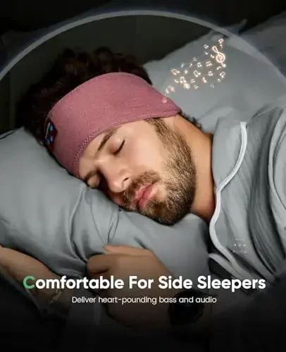 Perytong Sleep Headphones Bluetooth 5.4 Headband Headphones, Wireless Earphones Music Sleep Earbuds for Side Sleepers Sleeping Eye Mask for Women Men Workout Running Cool Unique Gifts - 4