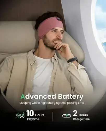 Perytong Sleep Headphones Bluetooth 5.4 Headband Headphones, Wireless Earphones Music Sleep Earbuds for Side Sleepers Sleeping Eye Mask for Women Men Workout Running Cool Unique Gifts - 6
