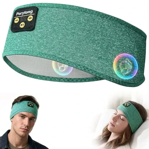 Perytong Sleep Headphones Wireless, Bluetooth Sports Headband Headphones with Ultra-Thin HD Stereo Speakers Perfect for Sleeping,Workout,Jogging,Yoga,Insomnia, Air Travel, Meditation (Green) 