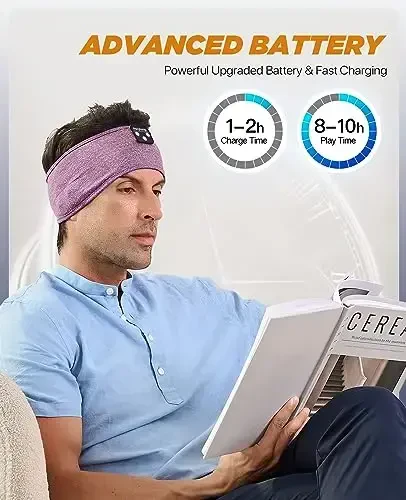 Perytong Uyqu Eshitish Vositalari Bluetooth Bosh tasmasi, Uxlash, Yugurish, Yoga, Fitnes, Sayohat, Meditatsiya uchun bosh tasmali eshitish vositalari, Yonboshlab uxlaydiganlar uchun mos, Erkaklar va ayollar uchun sovg'a, Texnik gadjetlar - 7