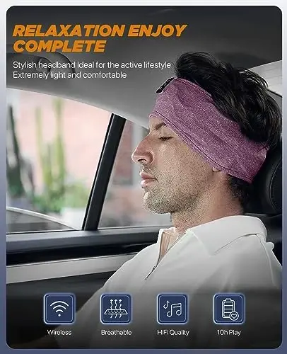 Perytong Uyqu Eshitish Vositalari Bluetooth Bosh tasmasi, Uxlash, Yugurish, Yoga, Fitnes, Sayohat, Meditatsiya uchun bosh tasmali eshitish vositalari, Yonboshlab uxlaydiganlar uchun mos, Erkaklar va ayollar uchun sovg'a, Texnik gadjetlar - 5