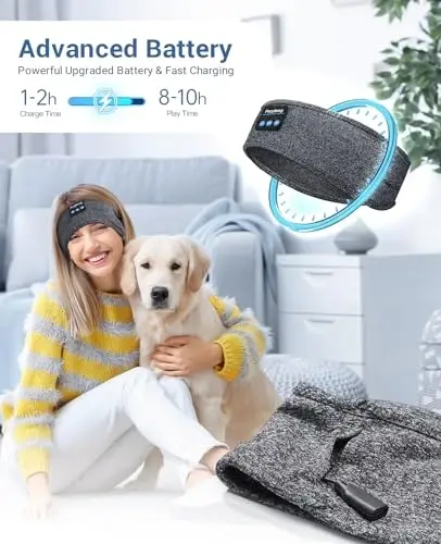 Perytong Uyqu Eshitish vositasi Bluetooth bosh tasmasi, sport simsiz quloqchinlari Musiqa bilan uxlaydigan quloqchinlar HD Stereo dinamik bilan Ona Ayollar Erkaklar O'smirlar Yugurish Salqin Gadjetlar Noyob Sovg'alar - 2