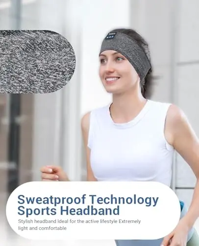 Perytong Uyqu Eshitish vositasi Bluetooth bosh tasmasi, sport simsiz quloqchinlari Musiqa bilan uxlaydigan quloqchinlar HD Stereo dinamik bilan Ona Ayollar Erkaklar O'smirlar Yugurish Salqin Gadjetlar Noyob Sovg'alar - 5