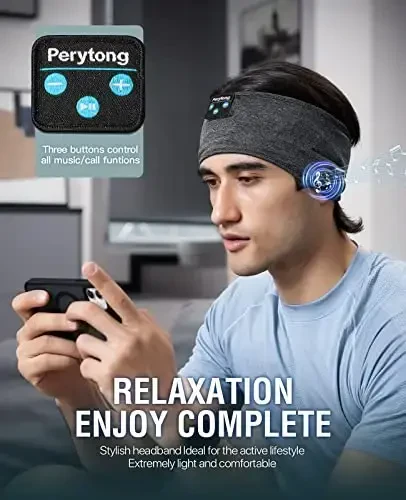 Perytong New Sleep Headphones Bluetooth Headband, Wireless Soft Sleeping Headphones with Ultra-Thin Speakers Perfect for Side Sleepers, Running, Workout, Jogging, Yoga, Travel - 4