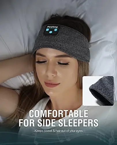 Perytong New Sleep Headphones Bluetooth Headband, Wireless Soft Sleeping Headphones with Ultra-Thin Speakers Perfect for Side Sleepers, Running, Workout, Jogging, Yoga, Travel - PERYTONG (1)