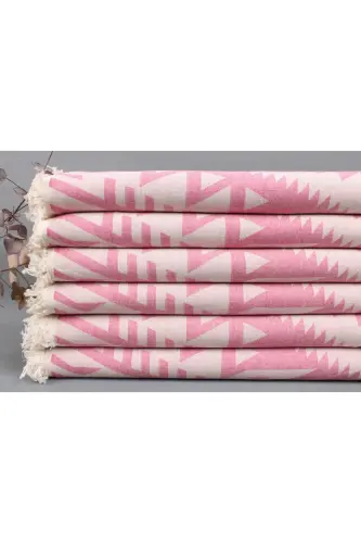 Peshtemal Pink Bath Peshtemal Gift Peshtemal 100x190 Cm Cotton Peshtemal Bulk Order Peshtemal - Pink - KAYRA EXPORT (1)