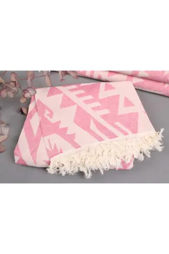 Peshtemal Pink Bath Peshtemal Gift Peshtemal 100x190 Cm Cotton Peshtemal Bulk Order Peshtemal - Pink - 3