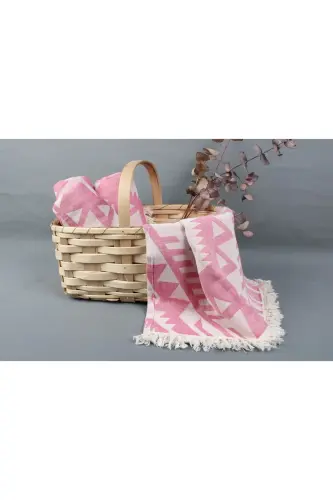 Peshtemal Pink Bath Peshtemal Gift Peshtemal 100x190 Cm Cotton Peshtemal Bulk Order Peshtemal - Pink - 4