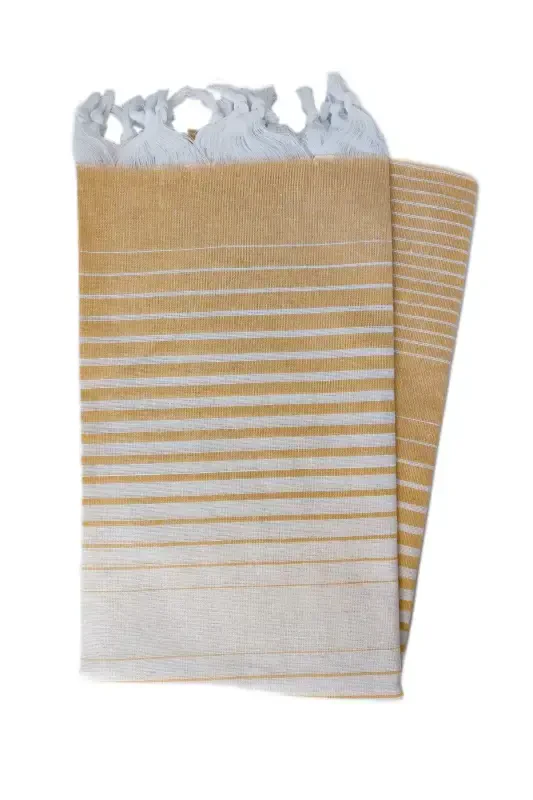 Peshtemal, Regenerated Cotton 100x170 Shaded Model, Yellow, Beach Towel, Bath Towel-Yellow - PEŞTANOZ