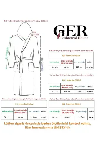 Pestemal Bathrobe Black Nuray Pattern 100% Cotton-Black - 4