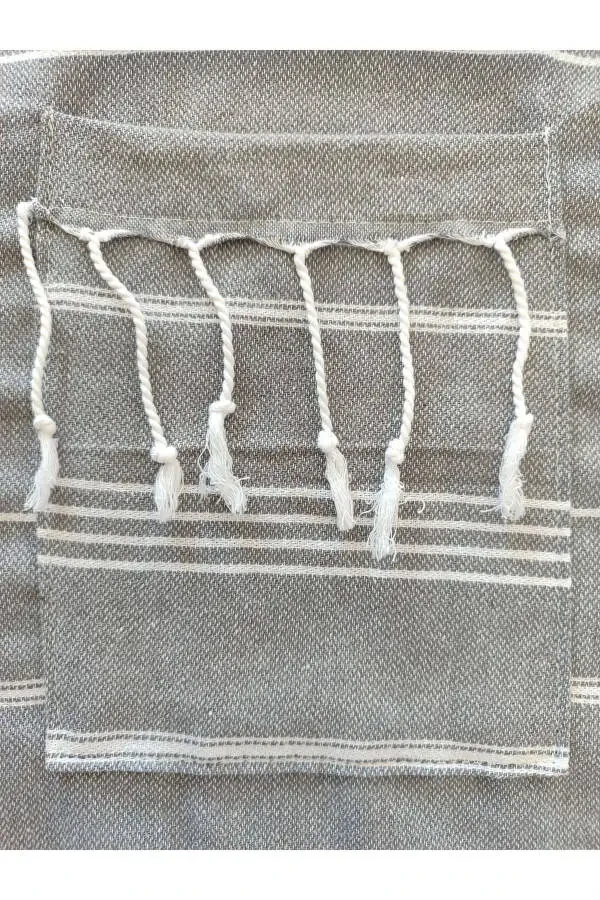 Pestemal Bathrobe, Gray, Nuray Pattern, 100% Cotton - 2