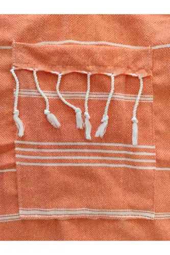Pestemal Bathrobe, Orange, Nuray Pattern 100% Cotton-Orange - PEŞTANOZ (1)