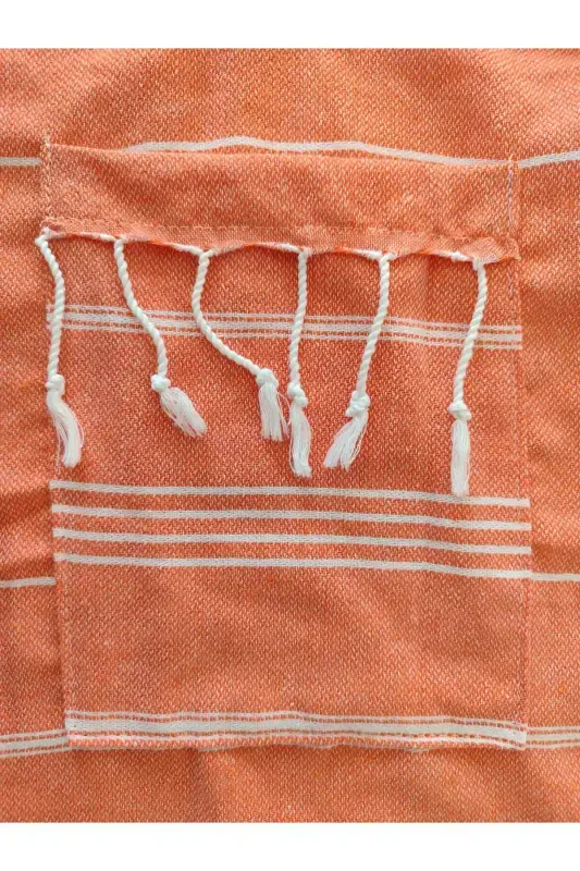 Pestemal Bathrobe, Orange, Nuray Pattern 100% Cotton-Orange - 2