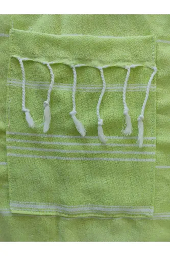 Pestemal Bathrobe, Pistachio Green, Nuray Pattern, 100% Cotton-Pistachio Green - 5