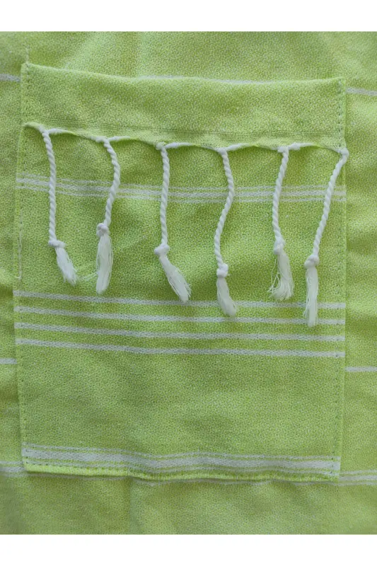 Pestemal Bathrobe, Pistachio Green, Nuray Pattern, 100% Cotton-Pistachio Green - 5