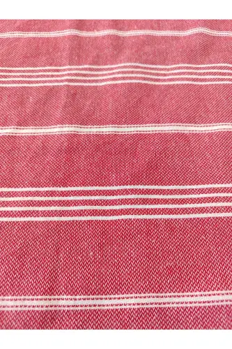 Pestemal Bathrobe, Red, Nuray Pattern, %100 Cotton-Red - 3