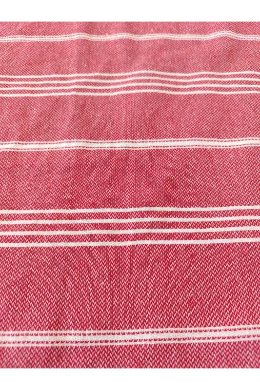 Pestemal Bathrobe, Red, Nuray Pattern, %100 Cotton-Red - 3